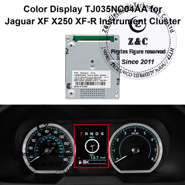 Replacement 3.5" LCD Display TJ035NC04AA for Jaguar XF X250 XF-R Gauge Speedometer Instrument Cluster
