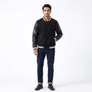 Custom Color <b>Leather</b> Sleeves Wool Varsity Jacket 2025 Custom OEM Men Varsity Lettermen College Jackets With Cheap price - Product Image 1