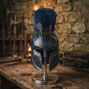 Réplica del Casco Espartano Azul con Escudo – Coleccionable de Armadura de Guerrero Griego con Acabado en Bronce - Product Image 2