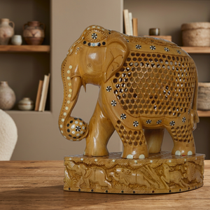 De Madera-talla elefante/hecho a mano de madera de estatua/antiguo estatua de madera - Product Image 2