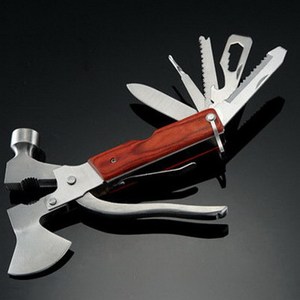 Hache multifonctionnelle d'extérieur en acier inoxydable avec couteau et marteau pour la survie et les secours d'urgence - Product Image 1