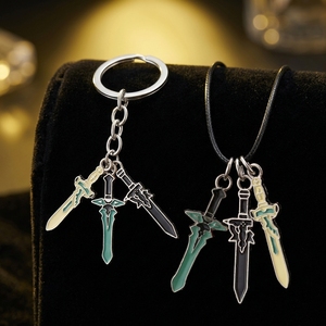 Pendentif Collier Tendance en Alliage Lame <span class=keywords><strong>de</strong></span> Sabre Anime Kirito Alice Interprète <span class=keywords><strong>Domaine</strong></span> Divin Sabre Fin Noir et Blanc - Product Image 2