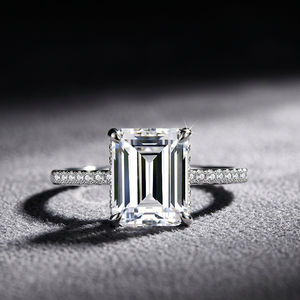 KARATS 1.0CT <b>Emerald</b>-Cut Moissanite Women's Wedding Jewelry S925 Sterling <b>Silver</b> Platinum Plated Engagement <b>Ring</b> Passes Diamond - Product Image 1