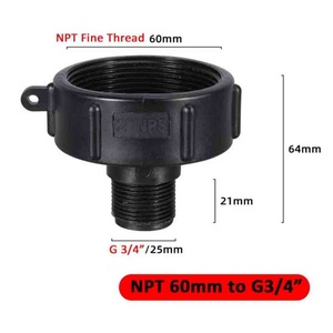 ตัวแปลงเกลียวละเอียด NPT 60 มม. เป็น G3/4 นิ้ว สำหรับท่อระบายน้ำฝน ท่อสวน ท่อ IBC  อะแดปเตอร์สำหรับต่อท่อสวน - Product Image 2