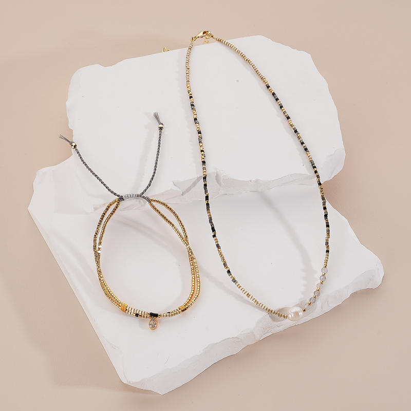 Glass Beads Adjustable Friendship Bracelets Pearl
