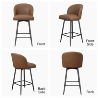 Luxuriöse Moderne Kommerzielle Verstellbare Drehbare Barhocker mit Hoher Rückenlehne, PU-Leder, Eisenrahmen, 26 Zoll Sitzhöhe für Außenbereich, Hotel, Wohnzimmer