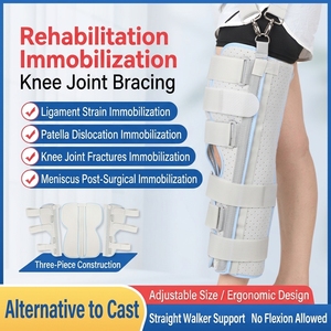 Inmovilizador de Rodilla Ajustable de Tres Paneles con 6 Correas, Soporte de Fijación Postoperatoria, Férula Ortopédica para Rodilla - Product Image 1