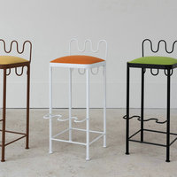 Tabouret de bar blanc unique au milieu du siècle moderne pour petit-déjeuner Chaises hautes Tabourets de bar à hauteur de comptoir Cuir RH Luxe pour cuisine Maison
