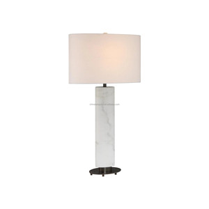 Modern Neutral <b>Travertine</b> & Brass Sphere <b>Table</b> Lamp | Sleek Organic Lighting for Hotel Bedrooms & Offices - Product Image 6