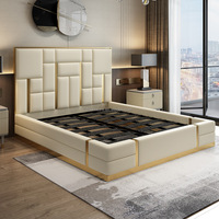 Cama King Size de Lujo con Tapicería de Cuero Genuino, Diseño Moderno, Resistente, para Uso en el Hogar o Hotel, Ecológica