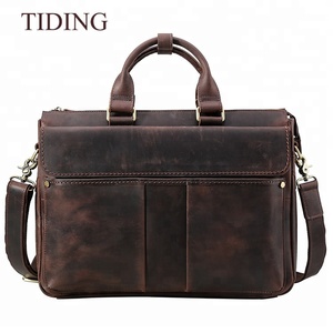 Réel en cuir Rétro Fait Main Mallette D'affaires Sac À Main 15.6 pouces Ordinateur Portable Sac À Bandoulière - Product Image 1