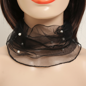 Accessori moda Macadam in Chiffon con collo di perle più caldo per collo da Golf elegante sciarpa in pizzo in Mesh - Product Image 1