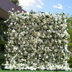 GJ-WA980 OEM Wedding Artificial Flower Wall 8 By 8 Feet Flower Art Background Wall Roll Up Flower Wall Backdrop 8ft*8ft