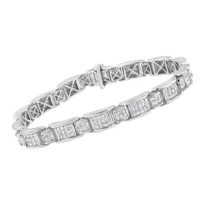 14K oro bianco 5.0 Ctt diamante taglio principessa 7 "bracciale Tennis - Product Image 5