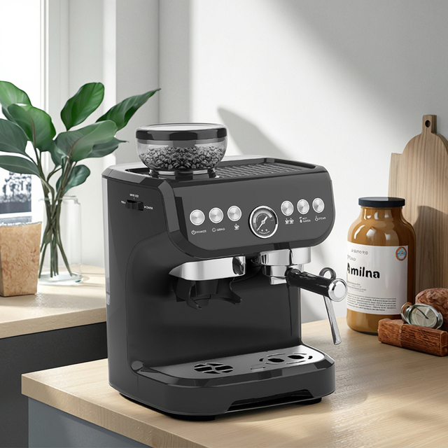 Buy Italian Coffee Semi-Automatic Machines Brands Cafetera Express Professional Espresso Cappuccino Coffee Maker With Mill