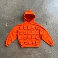 Unisex Lässiger Oversize Baumwoll-Sweatshirt mit Cut-Out-Design Hoodie Terry Strass-Siebdruck für Puff-Print Anpassbar