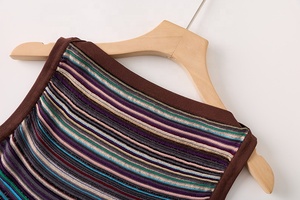 Abito da donna <span class=keywords><strong>in</strong></span> <span class=keywords><strong>maglia</strong></span> <span class=keywords><strong>a</strong></span> blocchi di colore <span class=keywords><strong>a</strong></span> <span class=keywords><strong>righe</strong></span>, girocollo, senza maniche, con orlo asimmetrico, alla moda, casual, slim, mini - Product Image 3