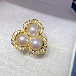 WENCHI 11711 10673DIY Soporte de Anillo de Plata S925 para Perlas, Soporte de Joyería de Plata de Moda para Perlas de 6-7mm, Baño de Rodio - Product Image 2