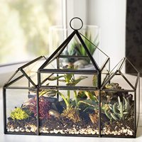 Terrarium de plantes succulentes en verre fait à la main en forme de serre, château suspendu, Terrarium géométrique bricolage