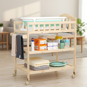 Furniture Baby Changing Unit Wood For Babies and Kids Wood Baby Change <b>Table</b> with <b>Adjustable</b> Height - Product Image 1