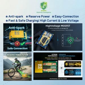 ECBMS 96s 3s 13s 128v 60v 200a 80a DIY BMS LiFePO4 リチウムイオン 18650 低温充電 高温カットオフ アプリ監視 ポータブル電源 - Product Image 5