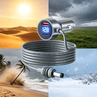 Cable de Alimentación para Encendedor de Cigarrillos Starlink Mini con Pantalla Digital de Voltaje, USB-A, USB-C, Múltiples Puertos, Enchufe DC Impermeable para RV y Camiones