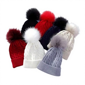 Unisex Knitted Beanie <b>Hat</b> with <b>Pom</b>-<b>Pom</b> Solid Color Winter Warm Casual Adult 56-58CM - Product Image 5