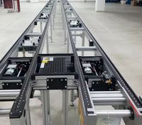 Plataforma de Trabajo Electrónica de Aluminio con Banda de Acero Inoxidable, Línea de Ensamblaje con Transportador de Cadena de Doble Velocidad