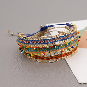 Conjunto de pulsera con cuentas étnicas bohemias para parejas, pulsera de Amistad de macramé tejida a mano con cuentas de colores, joyería - Product Image 1