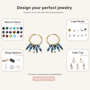 Boucles d'oreilles vintage de luxe en acier inoxydable plaqué or 18 carats avec pierres naturelles, bijoux délicats, minimalistes, rétro et élégants pour le bureau et les trajets quotidiens - Product Image 4