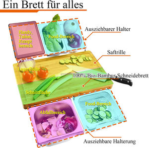 Tagliere da cucina tagliere da <span class=keywords><strong>lavoro</strong></span> con vassoio antigoccia vassoio antigoccia in bambù organico in acciaio inossidabile - Product Image 3