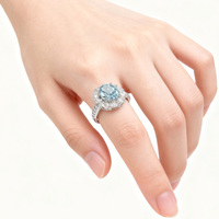 KAAN JEWELRY Damenring aus 925er Silber, rhodiniert, mit blauem Zirkon, Partyring, trendiges, schlichtes, vielseitiges Geschenk