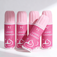 Shampooing pour cils à la crème de fraise, nettoyant végétalien pour extensions de cils, marque privée OEM, rose et blanc, texture fouettée