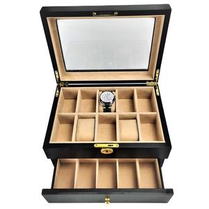 Boîte à montres en bois de luxe personnalisée avec logo et taille sur mesure, 20 pièces, avec coussinets - Product Image 2