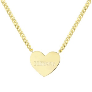 Collier ras du cou en acier inoxydable plaqué or avec chaîne à maillons et pendentif cœur gravable et personnalisable pour anniversaire - Product Image 2