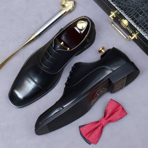 Chaussures habillées décontractées en cuir véritable pour hommes, style britannique, à lacets, en cuir de vachette pleine fleur, à trois empiècements, pour le printemps - Product Image 2