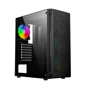 Powercase oem電源ファン付き高品質atxゲーミングCPUキャビネットガラスコンピューターケースカスタマイズ