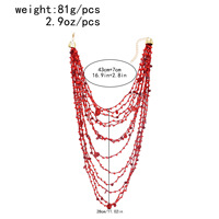 Collier multi-rangs de perles rouges, collier bohème exagéré à boutons perlés, accessoires Street Beat