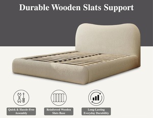 Letto Moderno in Tessuto Bouclé Teddy, Design Imbottito, Materiali Ecologici, Varie Dimensioni, Vendita all'Ingrosso - Product Image 6