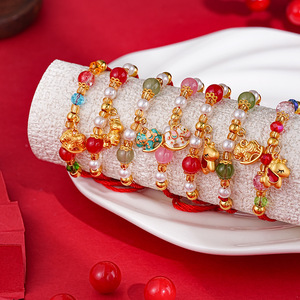 Chinese Style Horse Year <b>Red</b> String Braided <b>Bracelet</b> Zinc Alloy Unisex Gift Jewelry Accessory - Product Image 2