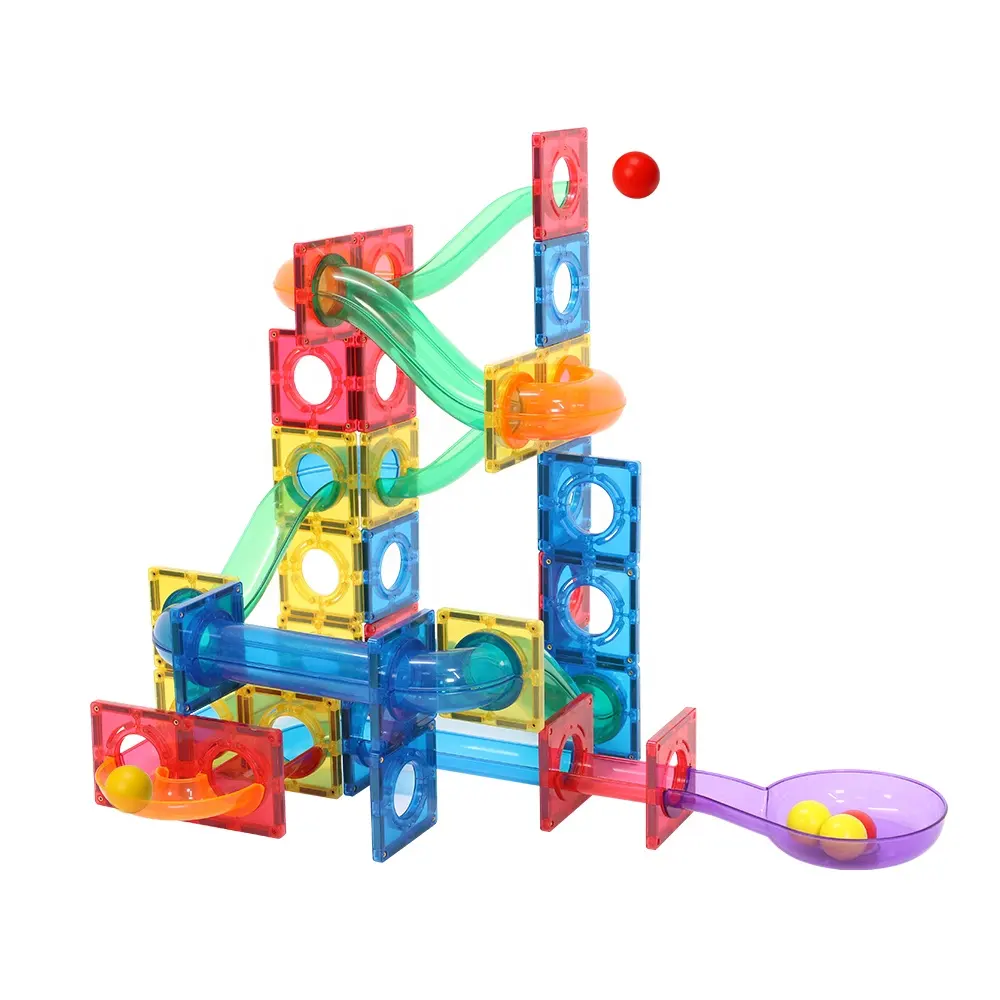 MNTL Mainan Edukasi Anak-anak, 100 Buah Ubin Magnetik Lari Marmer Warna-warni Mainan Magnetik Blok Bangunan Aman