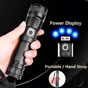 Linterna LED XHP50, Linternas Tácticas Potentes de Alto Lumen, Recargables por USB, Impermeables, con Zoom, 18650 26650 - Product Image 5
