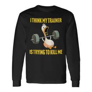 Creo que mi entrenador intenta matarme, camiseta de manga larga para entrenamiento en el gimnasio - Product Image 1