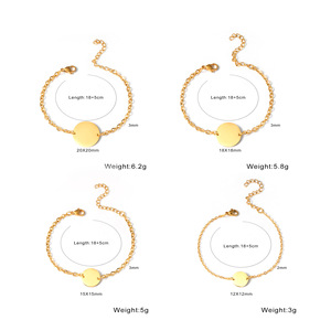 Bracelets tendance en acier inoxydable doré, personnalisables avec logo gravé, pendentifs ronds vierges pour fêtes, idéaux pour le dropshipping - Product Image 3