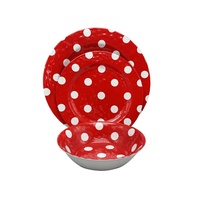 Ensemble de vaisselle Bestwares, assiettes et bols ronds en mélamine lisse multicolores à pois
