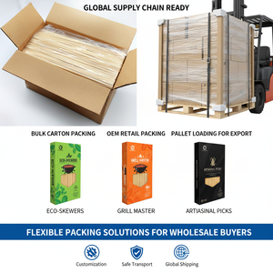 Tek Kullanımlık Bambu Şişleri Ahşap Şişler Et Mısır Meyve Izgara İçin Toptan Doğal Bambu Çubukları - Product Image 6