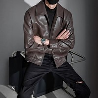 Veste Moto Premium Noire pour Hommes en Simili Cuir PU, Manteau Personnalisé pour l'Hiver et le Quotidien