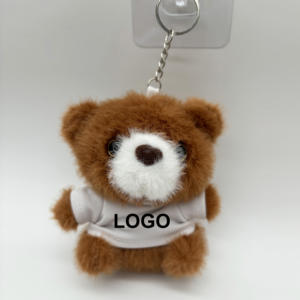 10cm Fluffy Small Size Gefüllte Teddybär Plüsch tier Schlüssel bund Benutzer definiertes Logo Marke für <span class=keywords><strong>Promotion</strong></span> - Product Image 2