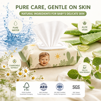Vente en gros de lingettes pour bébés biodégradables et écologiques, purifiées, humides et fraîches, avec couvercle à rabat, 80 lingettes