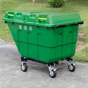 400 लीटर कचरा ट्रॉली हरी हरी हरी हरी हरी-भरी हुई डंपिंग कार्ट आउटडोर स्क्वायर प्लाजा सार्वजनिक अपशिष्ट बिन कचरा बिन ट्रॉली - Product Image 6